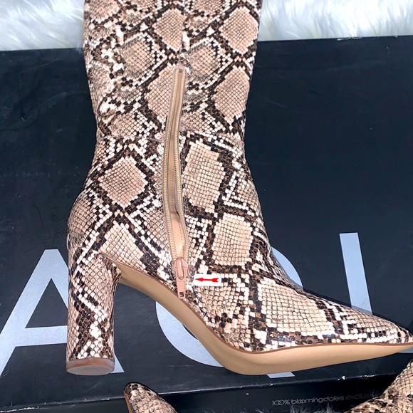 Aqua Private Label Women's Maria Snake Embossed Leather Block Heel Tall Boots - Picture 6 of 14